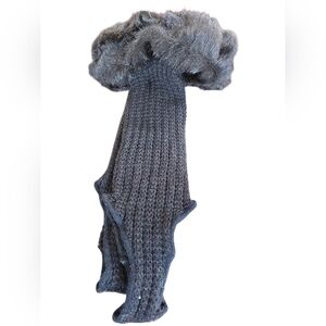 Supwr Cool Black Knit Boot Toppers  with Faux Fur Collar - Unbranded